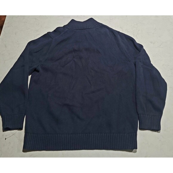 L.L. Bean Textured Washed Navy Blue Cotton Sweater Quarter-Zip Large NWOT LL - Picture 3 of 8